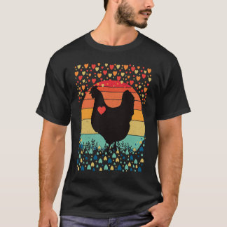 Chicken Love Farm Heart Valentines Day Retro Vinta T-Shirt