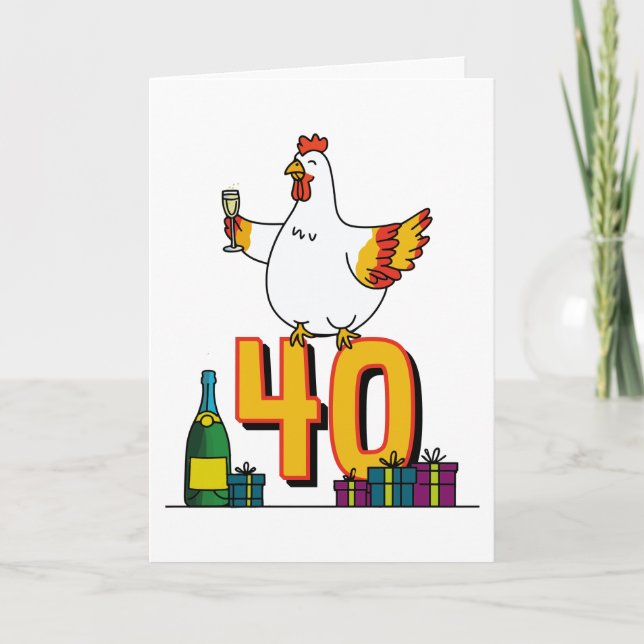 Chicken Lover Birthday 40th Hen Pet Poultry Card (Front)