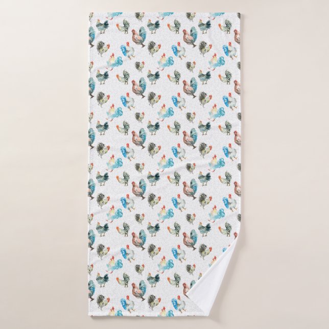 Chicken Lover Country Hens Bath Towel (Bath Towel)