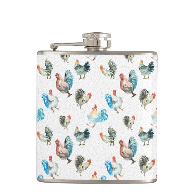 Chicken Lover Country Hens Hip Flask (Front)