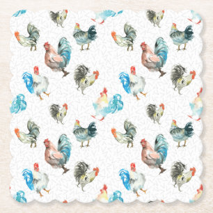 Chicken Lover Country Hens Paper Coaster