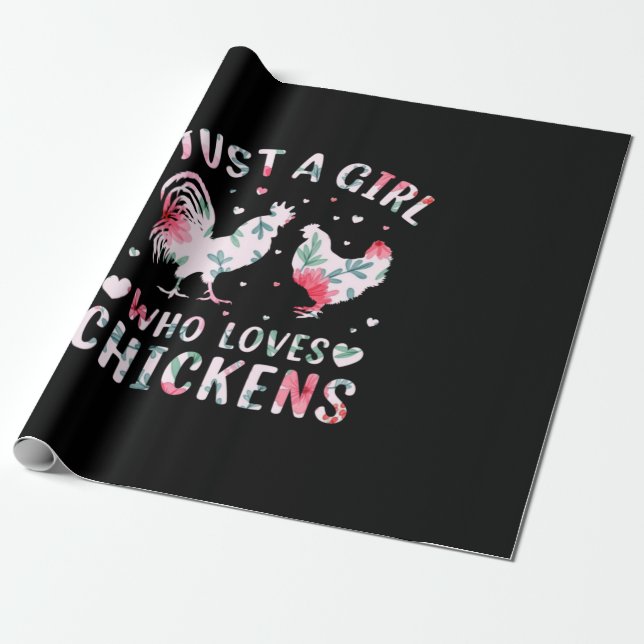 Chicken Lover | Girl Who Loves Chickens Wrapping Paper (Unrolled)