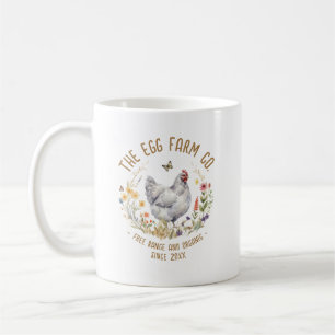 Chicken Lover Mug Watercolor Grey Hen Wildflower