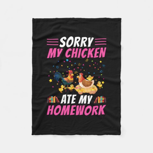 Chicken Lover | My Chicken Ate My Homework Fleece Blanket (Front)