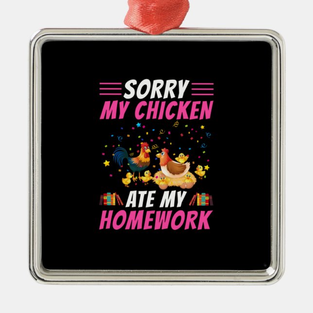 Chicken Lover | My Chicken Ate My Homework Metal Tree Decoration (Front)