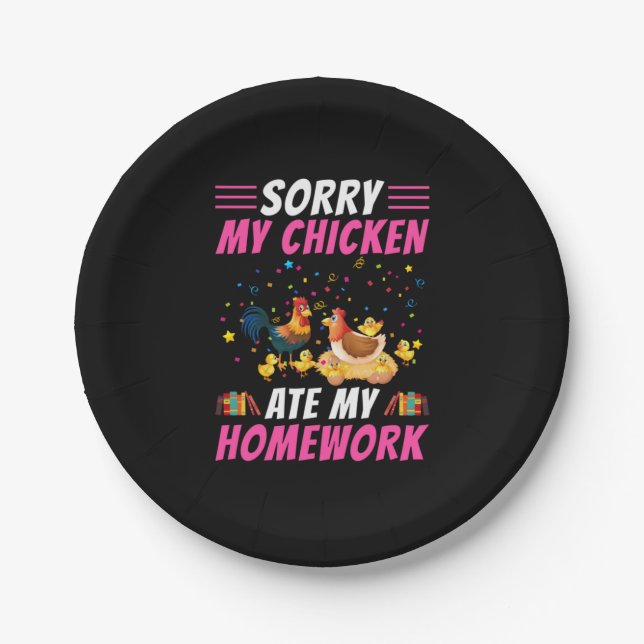 Chicken Lover | My Chicken Ate My Homework Paper Plate (Front)