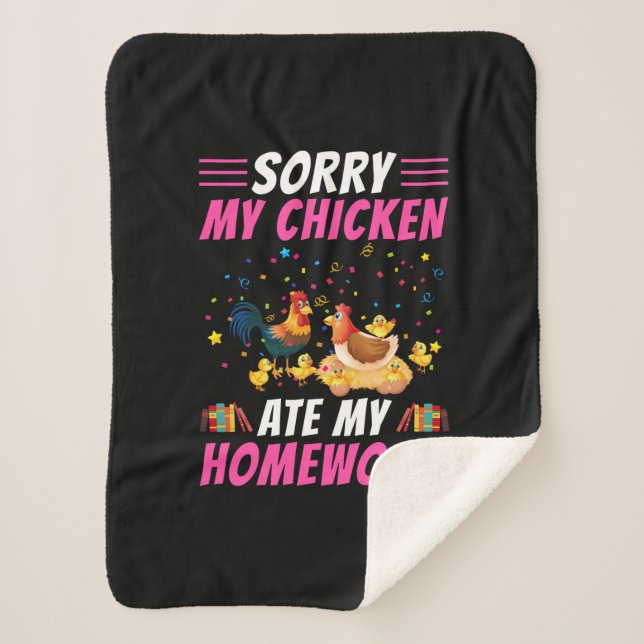 Chicken Lover | My Chicken Ate My Homework Sherpa Blanket (Front)
