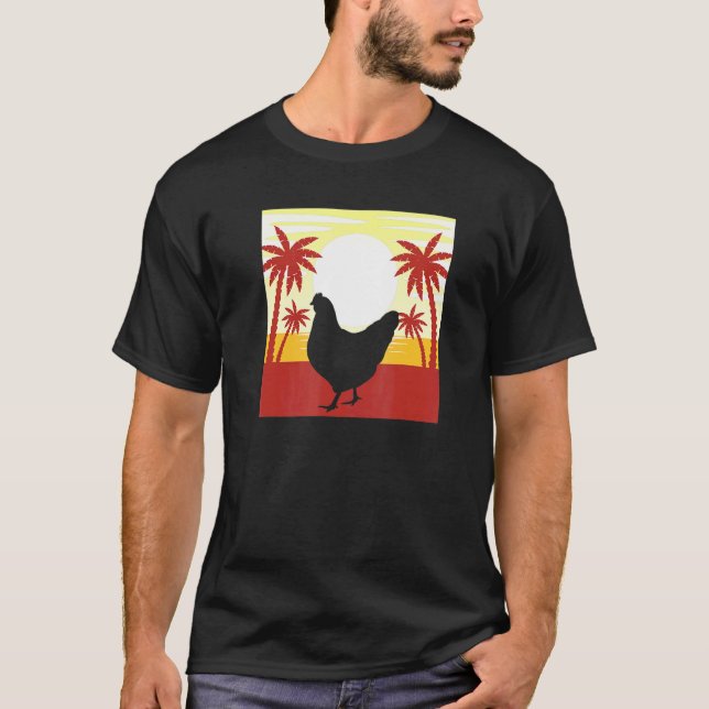 Chicken Lover Retro Sunset - Farmer T-Shirt (Front)