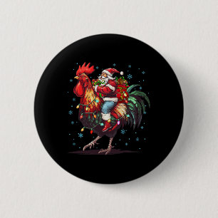 Chicken Lover Xmas Funny Santa Riding Chicken Chri 6 Cm Round Badge