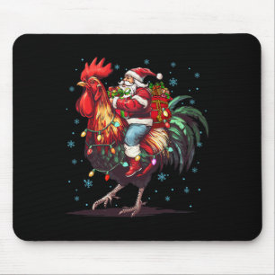 Chicken Lover Xmas Funny Santa Riding Chicken Chri Mouse Pad