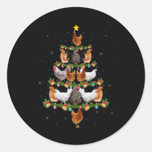 Chicken Lover Xmas Tree Lights Santa Chicken Chris Classic Round Sticker