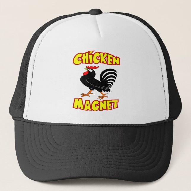 Chicken Magnet Rooster Trucker Hat (Front)