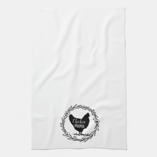 Chicken mama decorative wreath kitchen towel (Vertical)