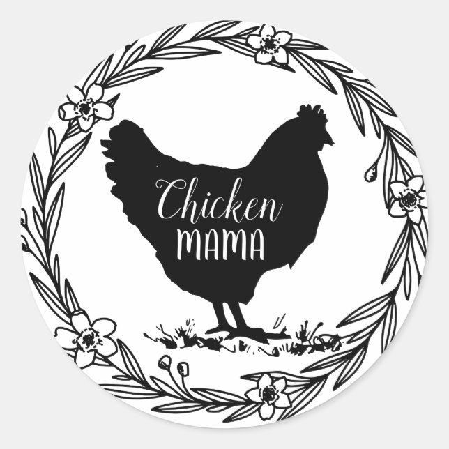 Chicken mama decorative wreath sticker (Front)