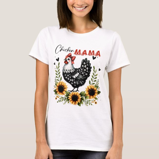 Chicken Mama Retro Chicken Farmer T-Shirt (Front)