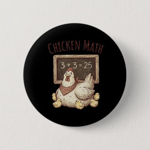 Chicken Math Funny Chalkboard Equation Hen Ckyard  6 Cm Round Badge