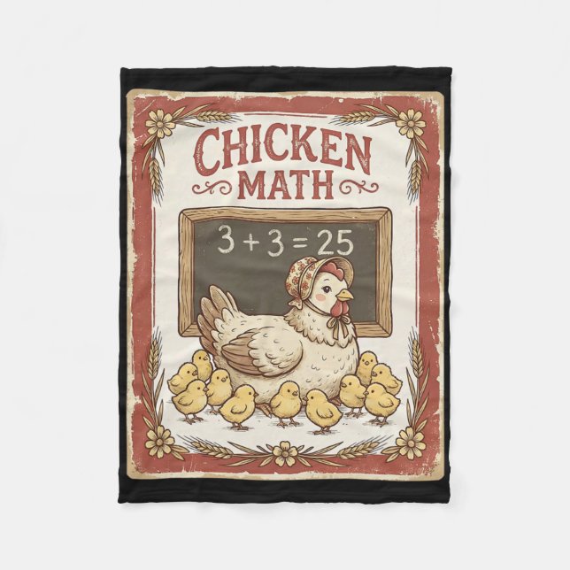 Chicken Math Funny Chalkboard Equation Hen Ckyard  Fleece Blanket (Front)