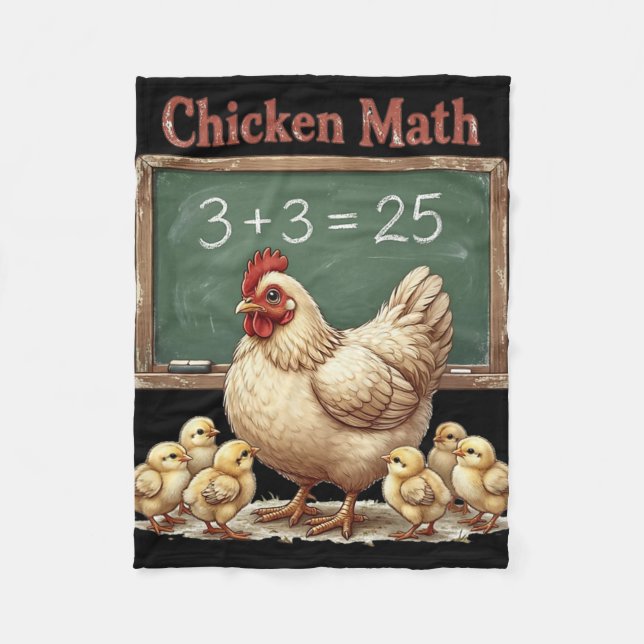 Chicken Math Funny Hen Chalkboard Equation Ckyard  Fleece Blanket (Front)