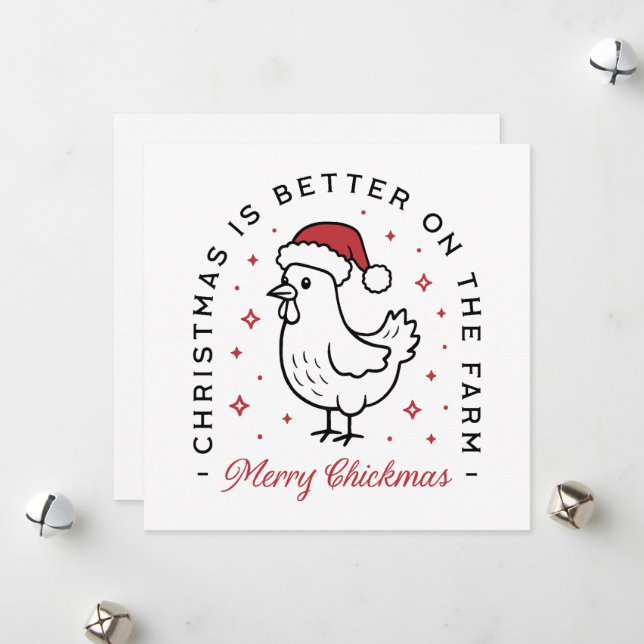 Chicken Merry Christmas farm country funny quotes Holiday Card (Front/Back In Situ)