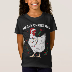 Chicken Merry Christmas Funny Santa Hat Chicken Li T-Shirt