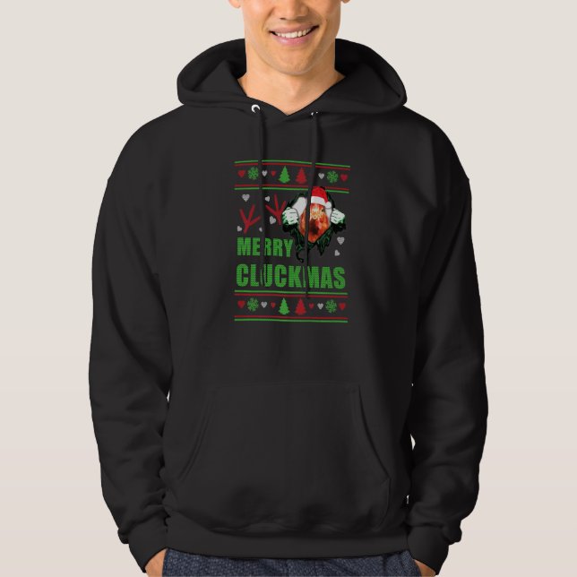 Chicken Merry Cluckmas Christmas Chicken Hoodie (Front)