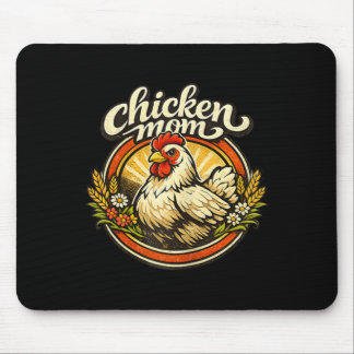 Chicken Mom Vintage Crest Illustration _1  Mouse Pad
