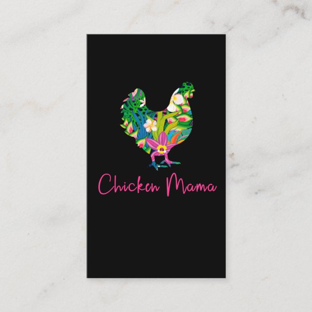 Chicken mum hen peasants farmer woman cute chicken business card (Front)
