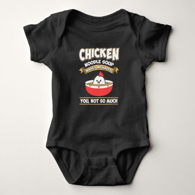 Chicken Noodle Soup Foodie Funny Baby Bodysuit (Front)