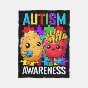 Chicken Nugget And French Fries Autism Awareness F Fleece Blanket