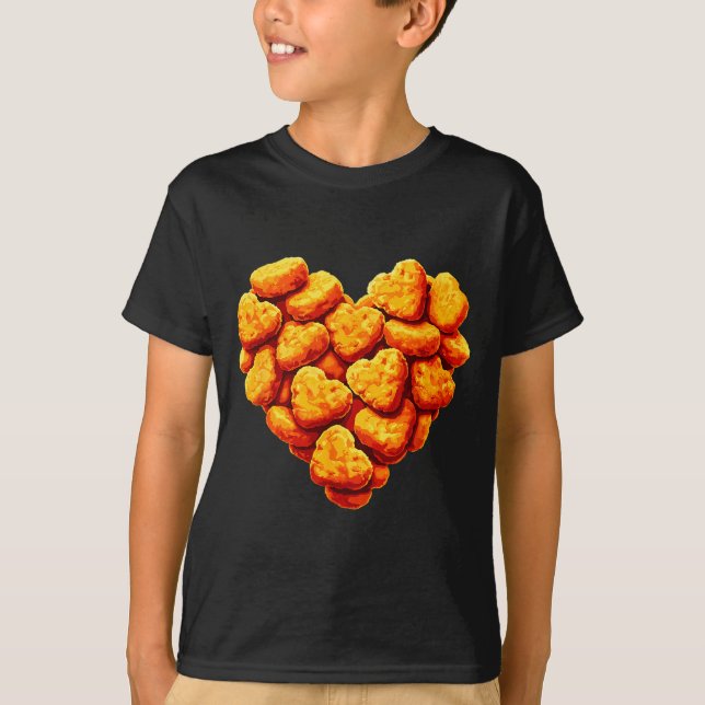 Chicken Nuggets Are My Valentine Heart Funny Valen T-Shirt (Front)