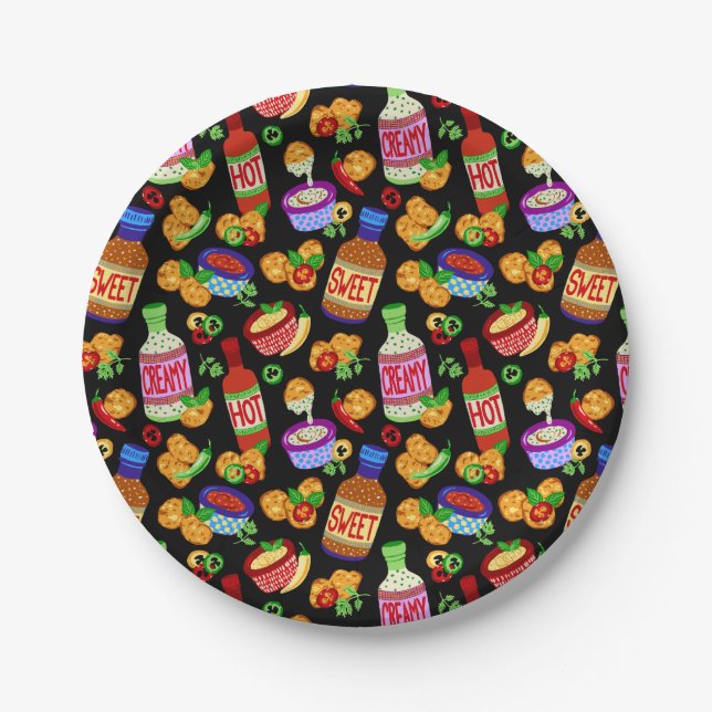 Chicken nuggets & dipping sauce paper plate (Front)