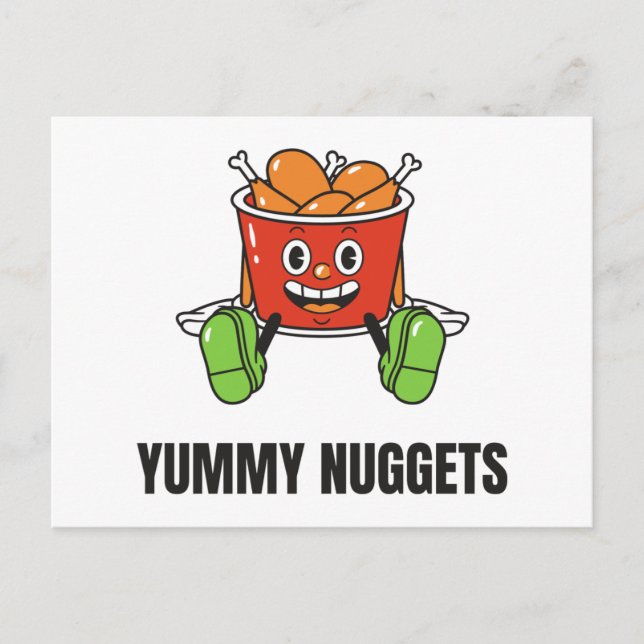 Chicken Nuggets Food Kawaii Face Invitation Postcard (Front)