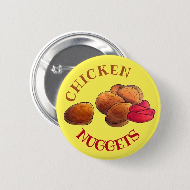 Chicken Nuggets with Ketchup Junk Food Foodie 6 Cm Round Badge (Front & Back)