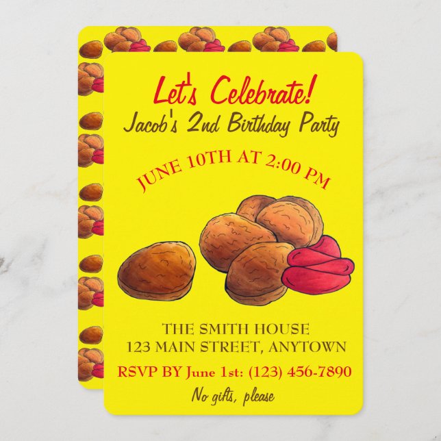 Chicken Nuggets with Ketchup Junk Food Foodie Invitation (Front/Back)