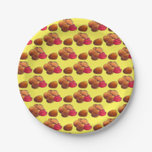 Chicken Nuggets with Ketchup Junk Food Foodie Paper Plate