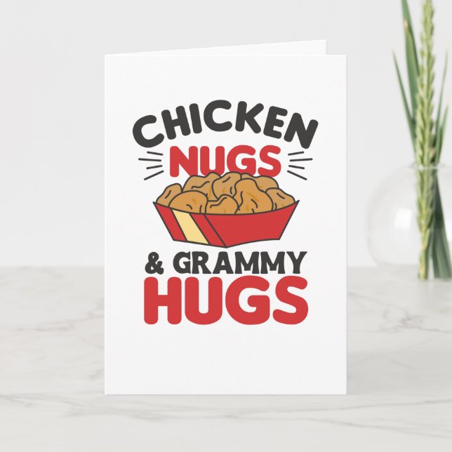 Chicken Nugs And grammy Hugs Funny Food Nuggets Card (Front)