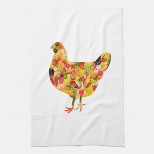 Chicken of fruits, vegetables. Add your own text ! Tea Towel