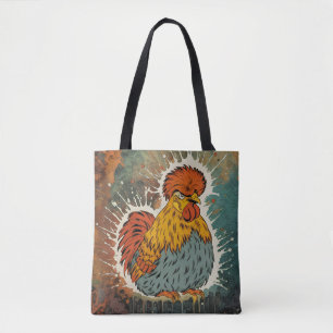 Chicken on colours tote bag