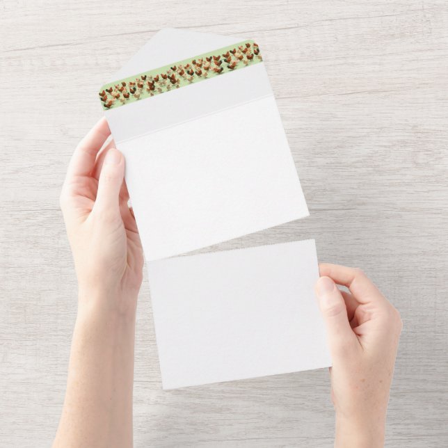 Chicken on light green background all in one invitation (Tearaway)