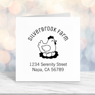 Chicken on Nest with Eggs Farm Arch Address Self-inking Stamp