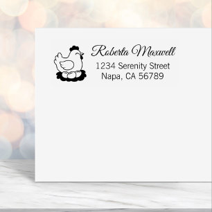 Chicken on Nest with Eggs Return Address Self-inking Stamp