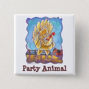 Chicken Party Centre 15 Cm Square Badge