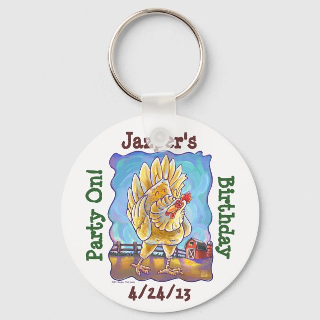 Chicken Party Centre Key Ring (Front)