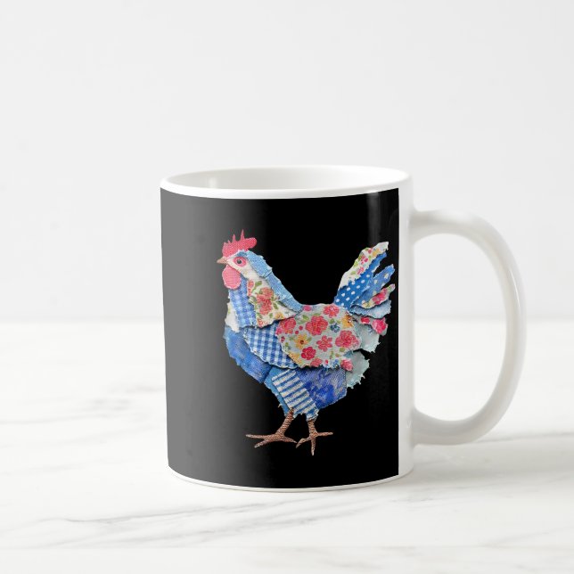 Chicken Patchwork Bunny Eggs Rabbit Happy Easter D Coffee Mug (Right)