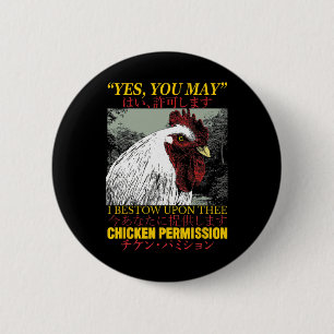 Chicken Permission Vintage Japanese Rooster _1 6 Cm Round Badge