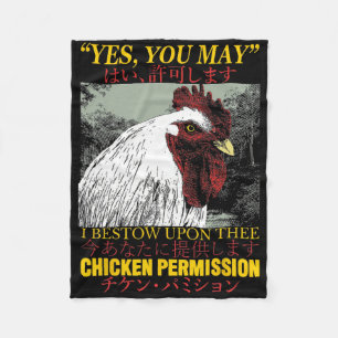 Chicken Permission Vintage Japanese Rooster _1 Fleece Blanket