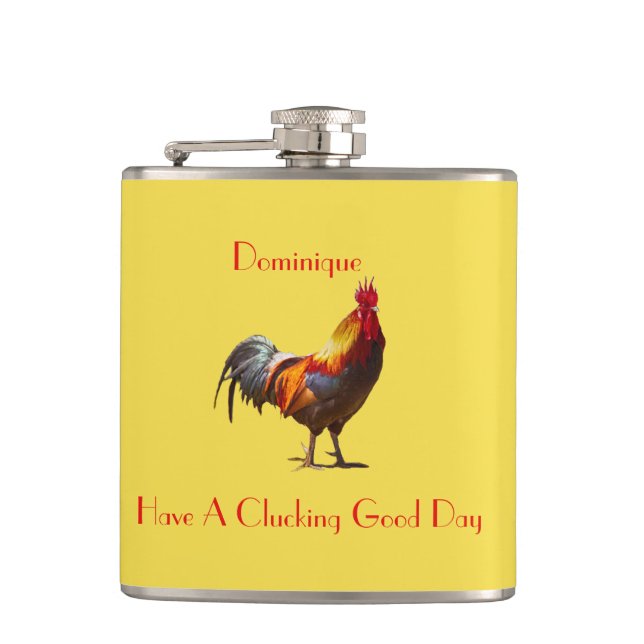 Chicken Personalised Gift Greeting Hip Flask (Front)