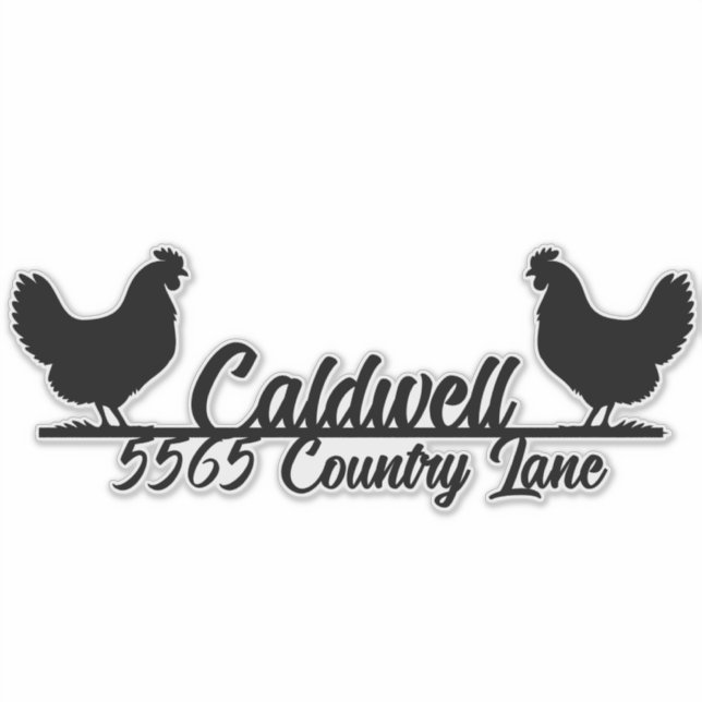 Chicken Personalised Mailbox Address Sticker (Front)