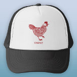 Chicken Personalised Trucker Hat<br><div class="desc">A hen design for chicken and poultry lovers,  farmers,  small holders and chicken whisperers.  Original art by Nic Squirrell. Change the name or text to personalise.</div>