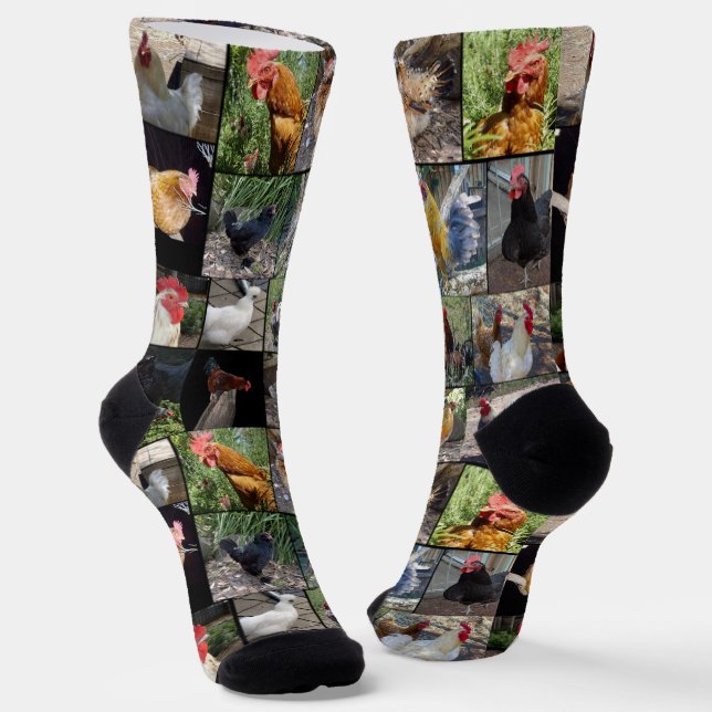 Chicken Photo Collage, Crew Socks (Angled)